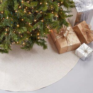 SARO LIFESTYLE Linen Christmas Tree Skirt 80" Round